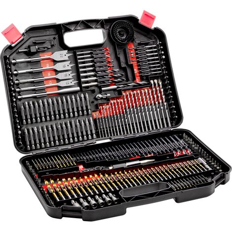 Ensemble de forets et embouts 246 pièces, kit visseuse et perceuse pour bois métal béton, coffret rangement organisé, tournevis et mèches assorties (1/5)