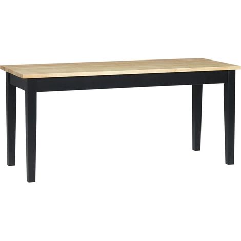 Banc en bois bicolore pour 2 personnes, assise couleur naturelle, pieds noirs, 102 x 36 x 45 cm