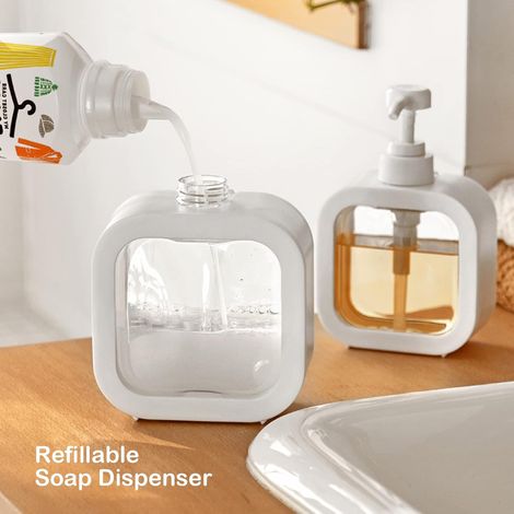 BEBUSINGOTO Seifenspender, nachfüllbarer Küchenseifenspender und Badezimmerseifenspender, Spülmittelspender, 300 ml, 2 Stück (1/4)