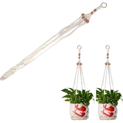 [JAMAIS UTILISÉ]Suspension Macramé pour Plantes - Décoration Bohème en Corde de Coton pour Pots de Fleurs, Idéale pour Intérieur et Extérieur, Plafonds, Balcons et Terrasses, Longueur 85 cm (1/5)