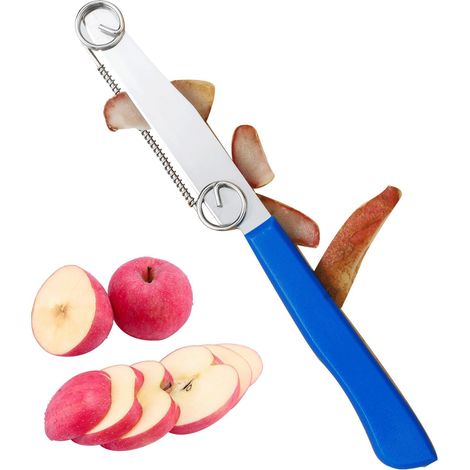 Couteau à coupe rapide, coupe-pommes de terre avec ressort réglable et couteau à fruits multifonctionnel 3 en 1.