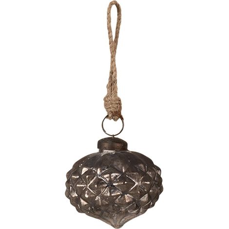 Boule de Noël en Verre Gris Ø 8 x 8 cm Décoration Suspendue pour Sapin de Noël - PANGIVO