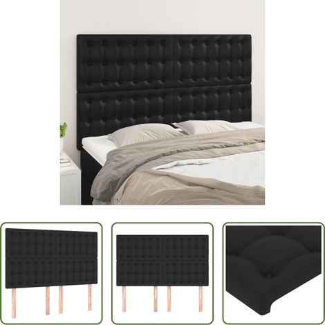 vidaXL Cabecero de cama negro 144x5x118/128 cm piel sintética (1/5)