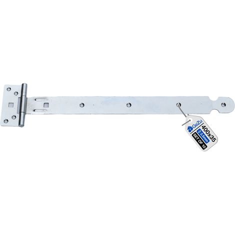 Lot de 10 Charnières en T 400 mm – Électro‑galvanisées (galvanoplastie) – Pentures lourdes avec gonds sur platine – Fixation robuste pour portails et portes bois – Charnière réglable/Charnière en T – 