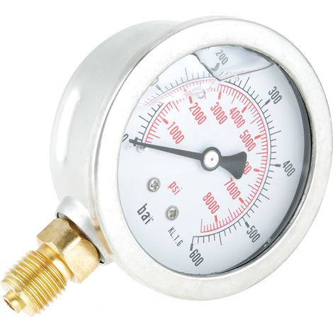 Tuyau hydraulique de 1,5 m, manomètre 0600 BAR/8500 PSI, raccord M162-BSP1/4 (1/4)