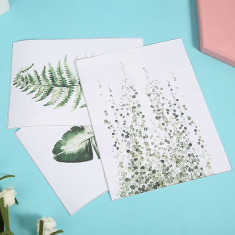 Ensemble de 3 tableaux sur toile de style champêtre représentant des plantes vertes, idéal pour une décoration moderne de salon ou de chambre. (1/5)