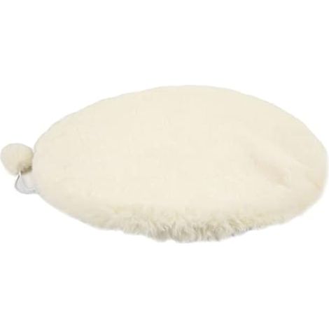 Tbest Tapis de Lit Rond pour Animal de Compagnie avec Laine Douce et Base Antidérapante, 30 Cm, Coussin de Couchage en Peluche pour Chat, Intérieur/extérieur, Jeu Inclus (Fromage Blanc) (1/5)
