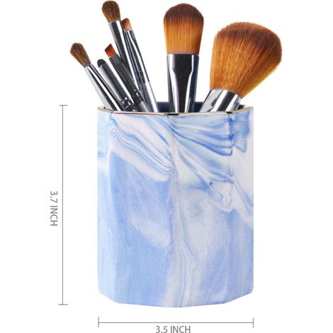Elegante organizer da scrivania portatile con motivo marmorizzato, portapenne in ceramica resistente, perfetto per riporre i pennelli da trucco, un regalo di cancelleria ideale per ragazze (1 pezzo).