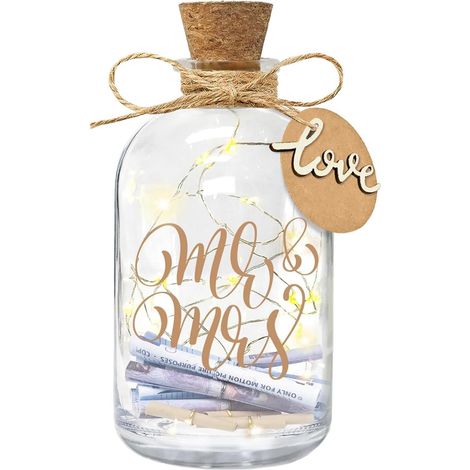 Bouteille lumineuse LED pour mariage, dons d'argent, emballage de mariage, tirelire pour collecte de fonds de mariage, emballage cadeau d'argent, idées cadeaux, bouteille lumineuse pour l'argent des j (1/5)