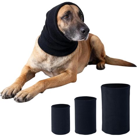 Pack de 3 Casques pour Chiens pour Protection Sonore, Protection Auditive pour Chiens, Haute Élasticité, Protection Anti-Bruit, Apaisant les Chiens pour le Bruit, Tonnerre, Feux d'Artifice (Noir) (1/5)