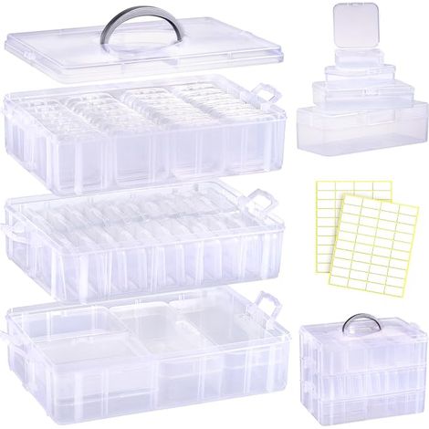 Storage Box with Handle with Lid, Tier Sorting Boxes, Clear Plastic Storage Box for Beads, Small Parts, Jewellery Crafts (1/5)