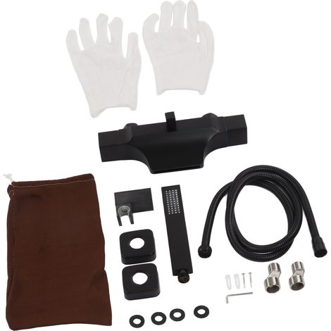 Wandmontierte Duscharmatur mit zwei Funktionen, Zweigriffarmatur mit Duschkopf, Innen- und Außengewinde G1/2, Schwarz (1/5)