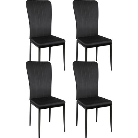 Chaises Velours Noir Lot de 4 (1/5)