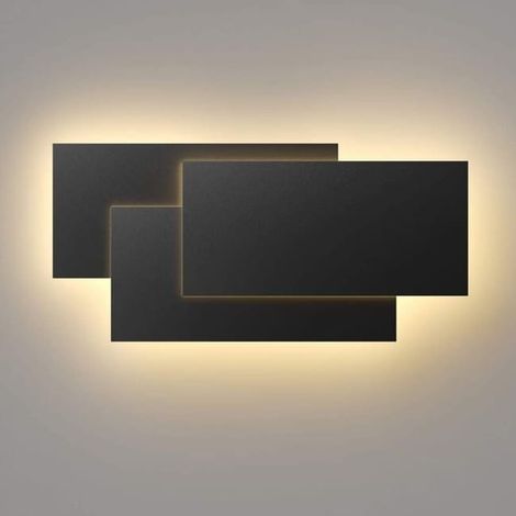 Applique Mural LED 24W Noir Design Contemporain, Lumière Chaude pour Chambre et Séjour, Éclairage Décoratif Intérieur, Lampe Fixation Murale Moderne, Lot de 1 (1/4)