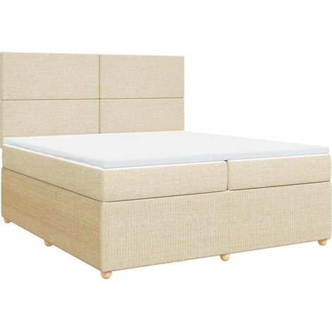 Maison Exclusive - Giroletto a Molle con Materasso Crema 200x200 cm in Tessuto (1/5)