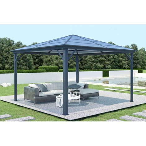 Cenador de jardin de aluminio GRACE 3.5x3.5m Gris antracita (1/5)