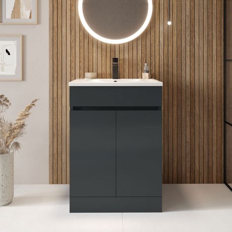 Orbit Empire Floor Standing 2-Door Vanity Unit with Basin 600mm Wide - Matt Anthracite (1/3)