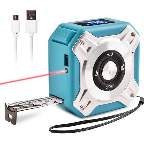 Elektronisches Infrarot-Maßband, 2-in-1-Hand-Entfernungsmesser mit automatischer Kalibrierung, 40 m Infrarot-Messbereich, 5 m Maßband mit LCD-Display zur Messung von Entfernung, Fläche, Volumen und Py (1/5)