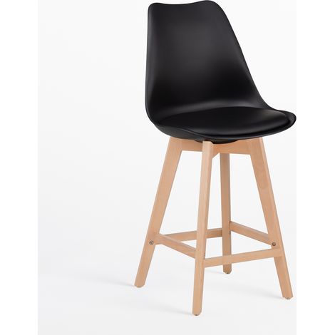 SKLUM Nordischer Barhocker mit Kunstlederkissen Schwarz ↑65 cm                                 