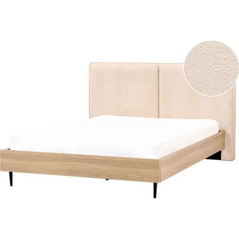 Bett mit Lattenrost Bouclé IZERNORE 160 x 200 cm Beige