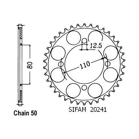 Couronne Cb 650 S Custom 82 - 530 - 37 Dents - Similaire JTR284