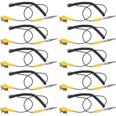 Lot de 10 câbles de mise à la terre 1,8m anti-statiques - fil électrique pour réduire les dommages aux composants électroniques