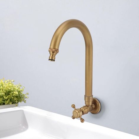 Robinet D'Extérieur de Jardin, Robinet d'eau Froide à Montage Mural Antique, 360 Degrés pour Cuisine (1/5)
