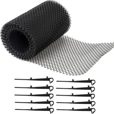 8 Mètres Grillage Gouttiere [Inclus 10 Crochets + 1 Grille 8m X 18cm] Protège Goutiere Protege Toiture, Protection Contre Feuille Grillages De Protection pour Gouttière (1/5)