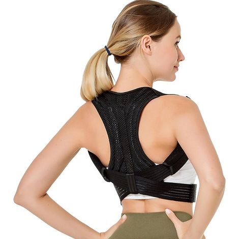 Ceinture de soutien lombaire orthopédique ajustable Toprunn - Équipement de sport pour le dos - Protection des épaules - Correcteur de posture - Corset - Soutien lombaire - Noir (L) (1/5)
