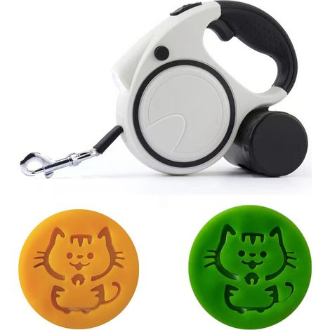 1 laisse rétractable, 4,5 m, avec lampe torche LED et distributeur de sacs, pour chiens de petite et moyenne taille (1/5)