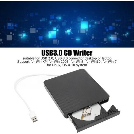 Graveur DVD Externe - USB 3.0 - Compatible Windows et Mac - Lecteur Graveur CD DVD RW - 1 Pièce (1/4)