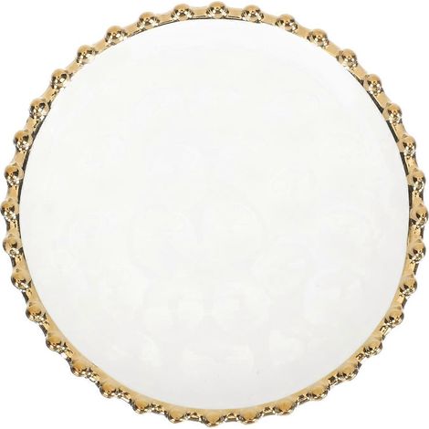Plat à goûter en céramique style nordique, plat rond familial pour le petit-déjeuner-14.50X14.50X1.50CM-White (1/4)