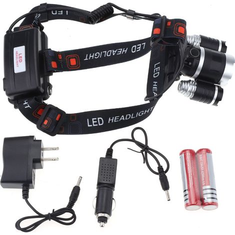 x T6 LED-Stirnlampe, USB-aufladbar, wasserdicht, 4 Modi, ultrahell, Notfall-Taschenlampe Nr. 2 (1/5)
