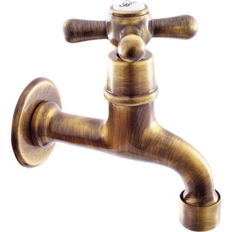 Robinet tap mural rétro en laiton bronze (1/3)