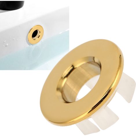 Überlaufabdeckung für Waschbecken, Küchenspüle, dekorativ, Ersatz-Ablaufloch für Badezimmer, gold (1/5)