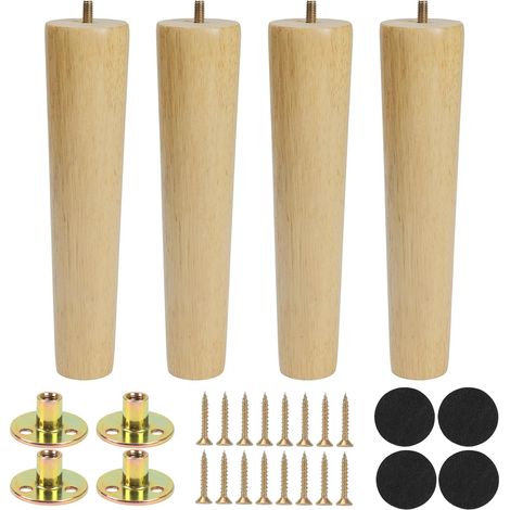 4 x Solid Wood Furniture Legs, 25 cm, Wooden Legs (1/5)