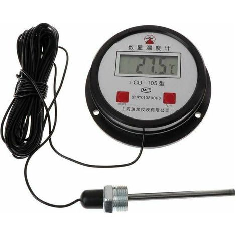 Industrielles Hochtemperatur-Digitalthermometer – Messbereich von -50 bis +200 °C – 10 m lange Sonde für Kessel – LCD-Display (1/5)