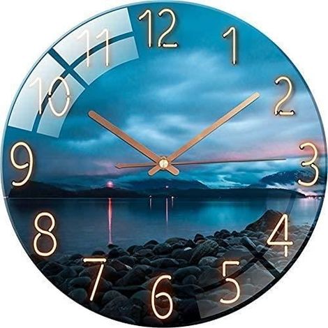 Horloge murale en verre – 30 cm – Horloge murale radio-pilotée silencieuse – Image murale en verre trempé pour salon, cuisine[925] (1/4)
