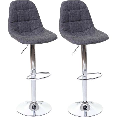 [NEUWERTIG] 2er-Set Barhocker HHG-356, Barstuhl Tresenhocker, MVG-zertifiziert grau, Textil