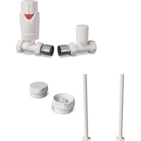 Stirling Bold - Thermostatic Radiator Valve & Installation Kit - White Straight 15mm