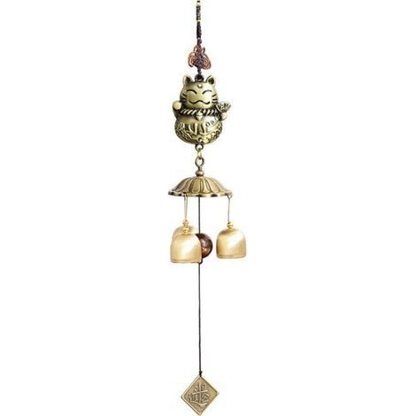 Heurtoir de porte, cloche à vent en métal, animal de bon augure à suspendre en cuivre cloche de porte chat porte-bonheur 3 cloches (1/5)