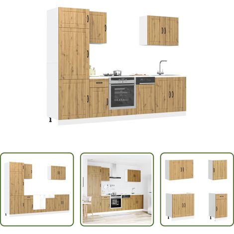 Küchenmöbel - 7-tlg. Küchenschrank-Set Lucca Artisan-Eiche Holzwerkstoff (1/5)