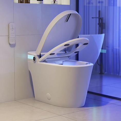 Japanese One-Piece Toilet for Home Bathroom - Ceramic - 70 x 40 x 50 cm - 5L Automatic Flushing, Heated Seat, LED Lighting, Hot Air Drying, Horizontal Outlet (1/5)