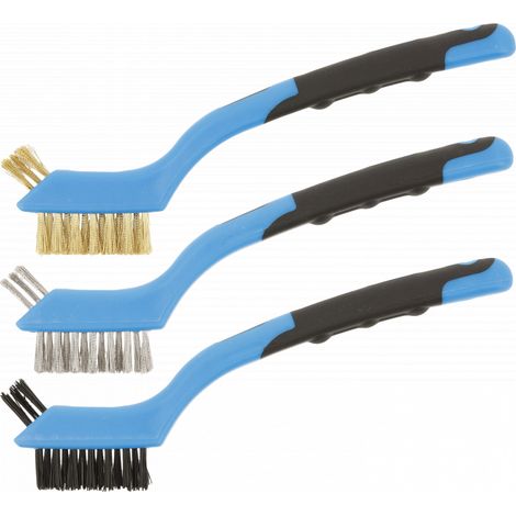 Juego de 3 Cepillos de Alambre Hogert, herramientas para limpieza y desbaste, acero duradero, ideal para superficies metálicas y eliminación de óxido