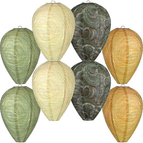 Lot de 8 appâts pour nids de guêpes, faux nids de guêpes suspendus, verts, pour jardin extérieur (1/5)