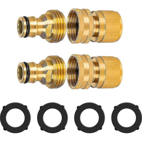 Schnellkupplung für 3/4-Zoll-Gartenschlauch, männliche und weibliche Anschlüsse (2er-Pack) (1/4)
