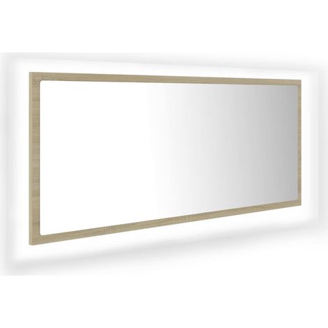 Espejo de baño LED acrílico color roble Sonoma 100x8,5x37 cm vidaXL
