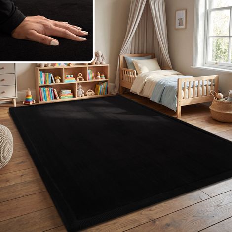 Paco Home Kinderteppich Kinderzimmer Teppich Baby Spielteppich Flauschig Rutschfest Deko Schwarz, 200x280 cm