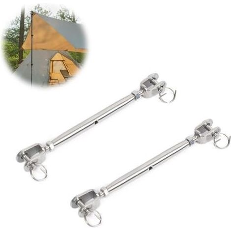 2 Pièces Tendeurs à Vis, 304 Câble Tendeur Inox, M5 Ridoir Tendeur D'auvent, Tendeur de Corde, Tendeur de Câble Ridoir vis de Ridage Fourche, pour Voilier, Auvent (1/5)