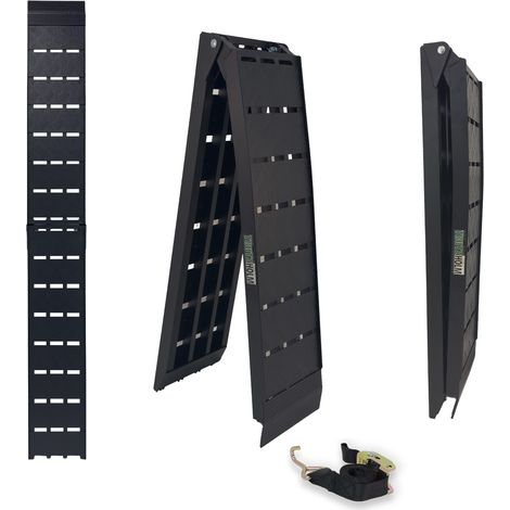 TRUTZHOLM 1 x Auffahrrampe klappbar 228cm Traglast 680kg Alu schwarz Riffelblechoptik Motorradrampe Verladerampe (1/5)